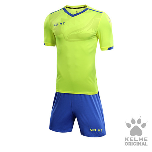 kcc160027 Short Sleeve Football Set Neon Yellow/Royal Blue